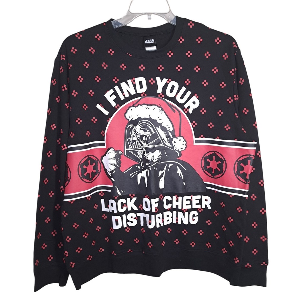 Star Wars Men's Sweater‎ XXL Long Sleeves Black/Red/White Darth Vader Holidays